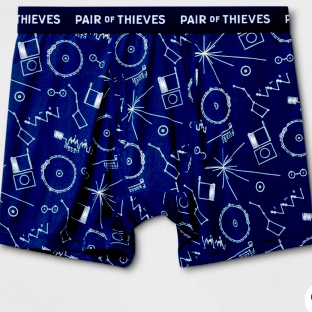 Pair Of Thieves Superfit Navy Blue Boxer Briefs in RetroGadget Print Size Small